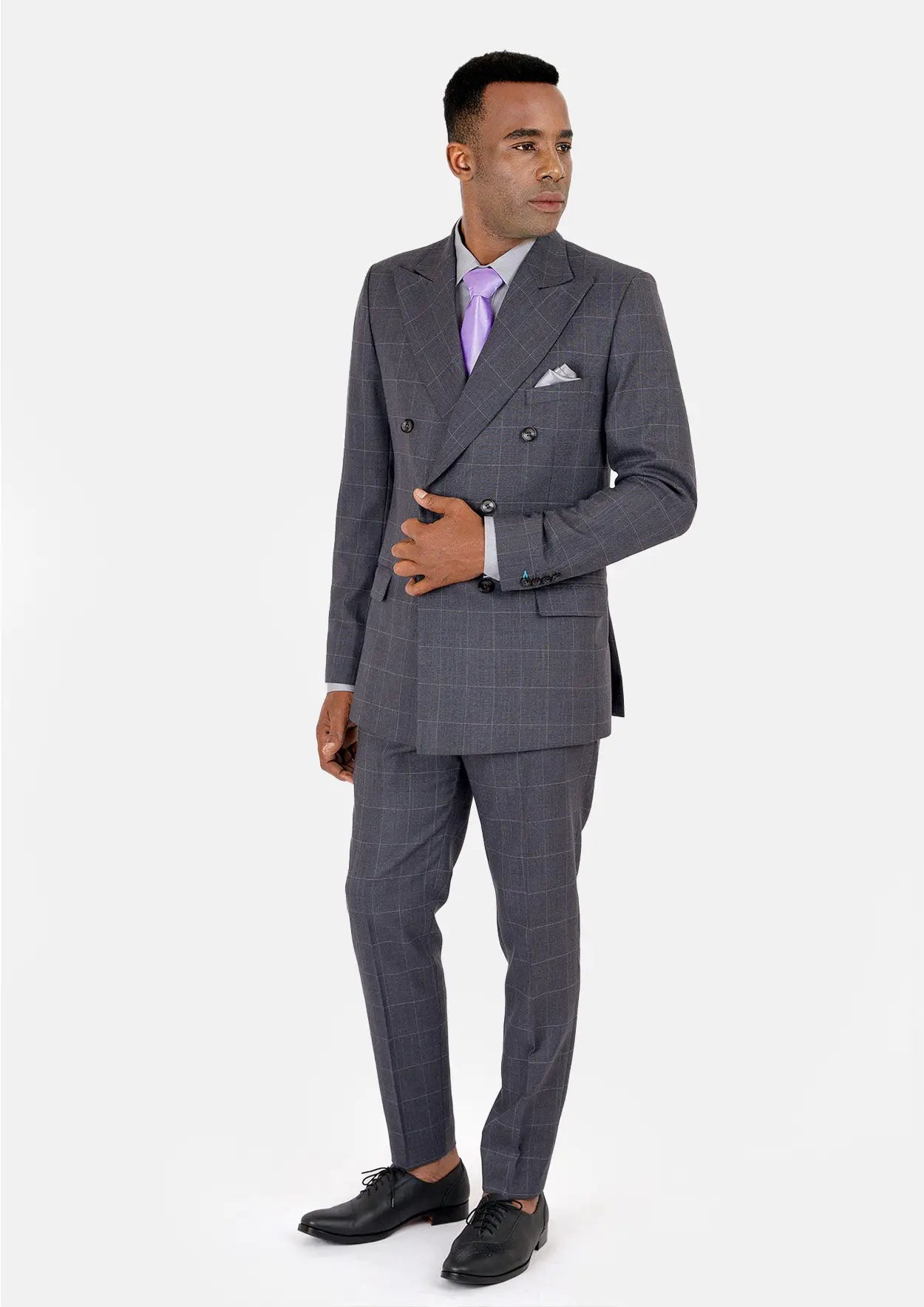 Waverly Dark Grey Windowpane Suit - SARTORO