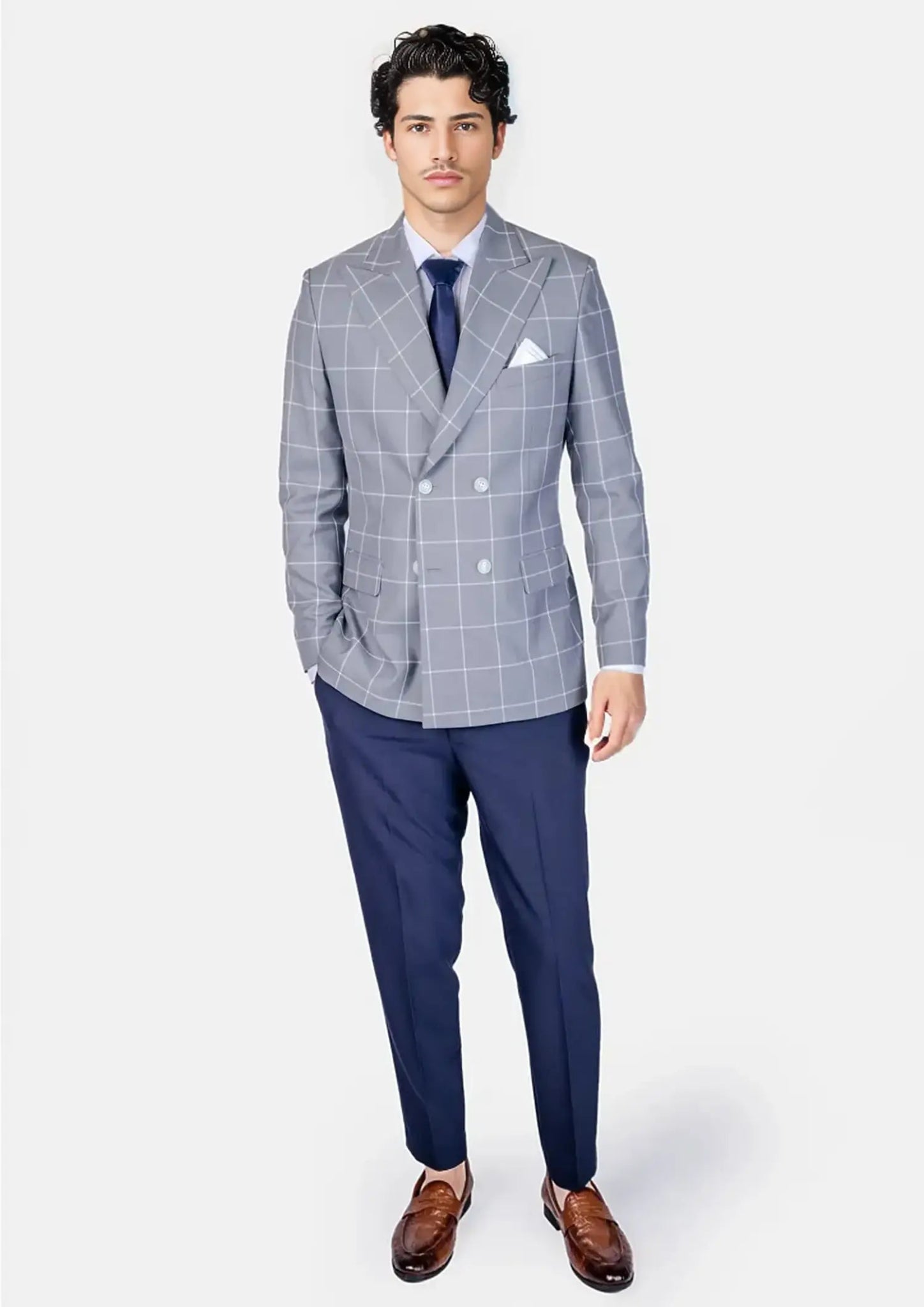 Waverly Powder Grey Windowpane Jacket - SARTORO