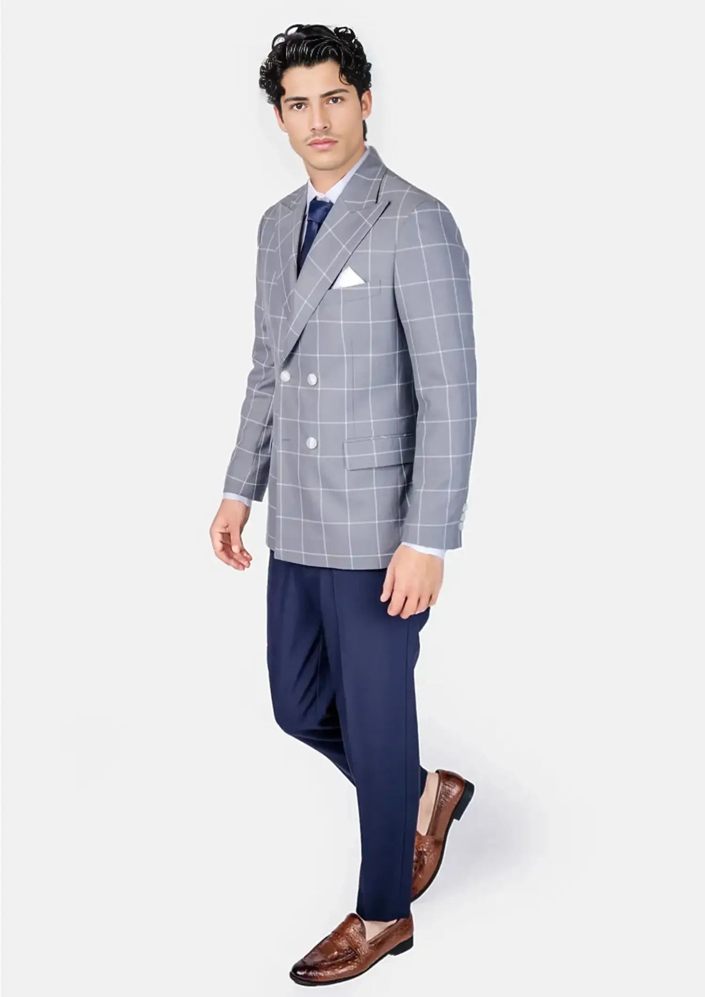 Waverly Powder Grey Windowpane Jacket - SARTORO