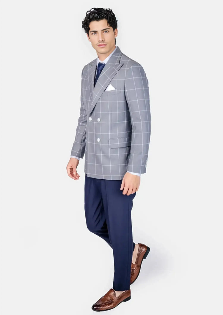 Waverly Powder Grey Windowpane Jacket - SARTORO605