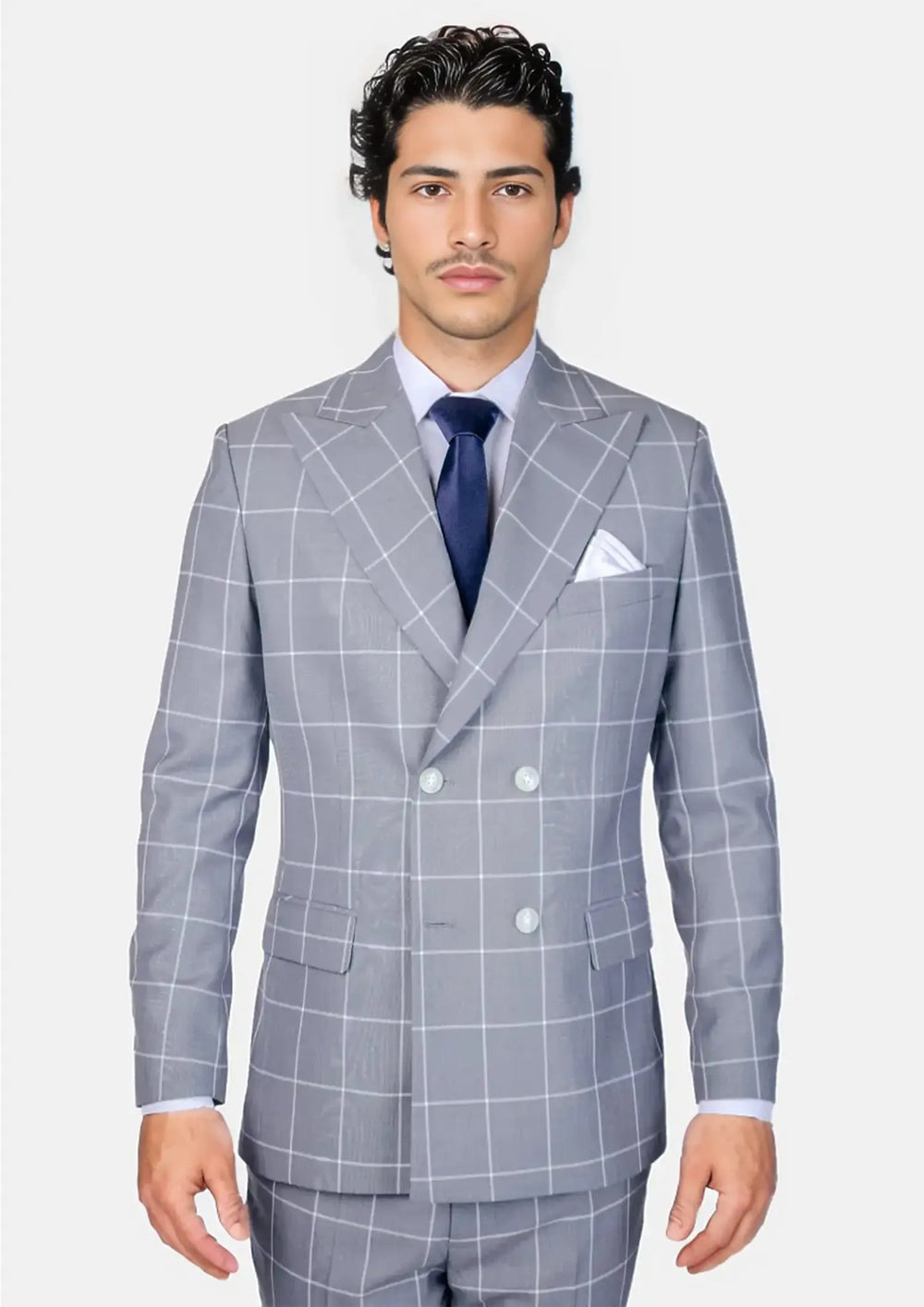 Powder Grey Windowpane Suit869
