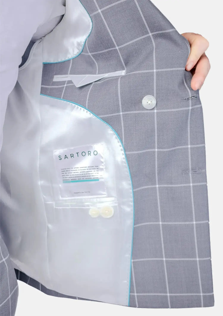 Waverly Powder Grey Windowpane Suit - SARTORO782