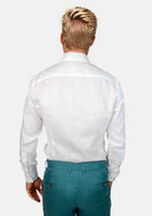 White 100% Linen Shirt - SARTORO699