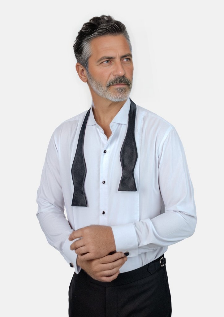 White Bamboo Tuxedo Shirt - SARTORO
