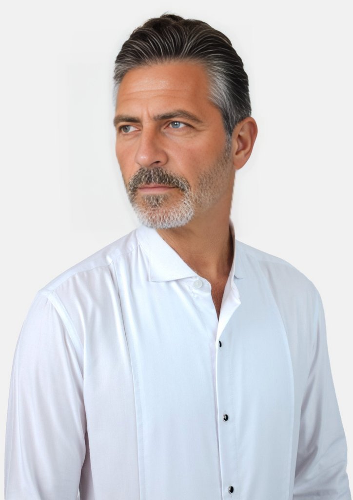 White Bamboo Tuxedo Shirt - SARTORO