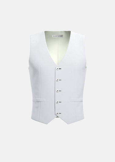 White Linen Vest - SARTORO