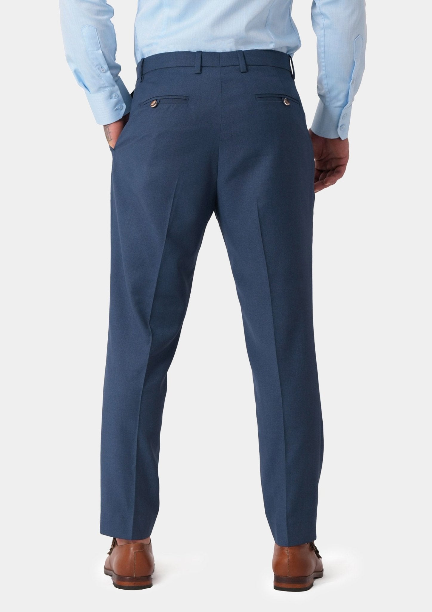 Yale Blue Crosshatch Pants - SARTORO