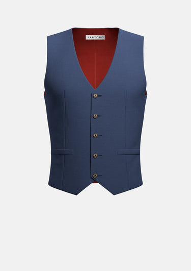 Yale Blue Crosshatch Vest - SARTORO