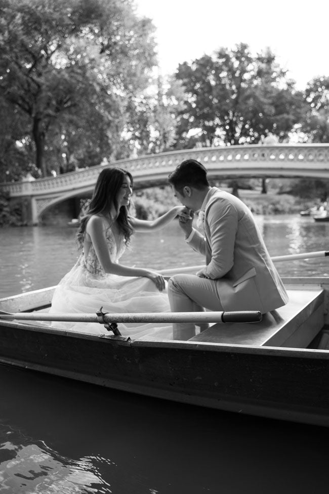 wedding couple walking together outside
