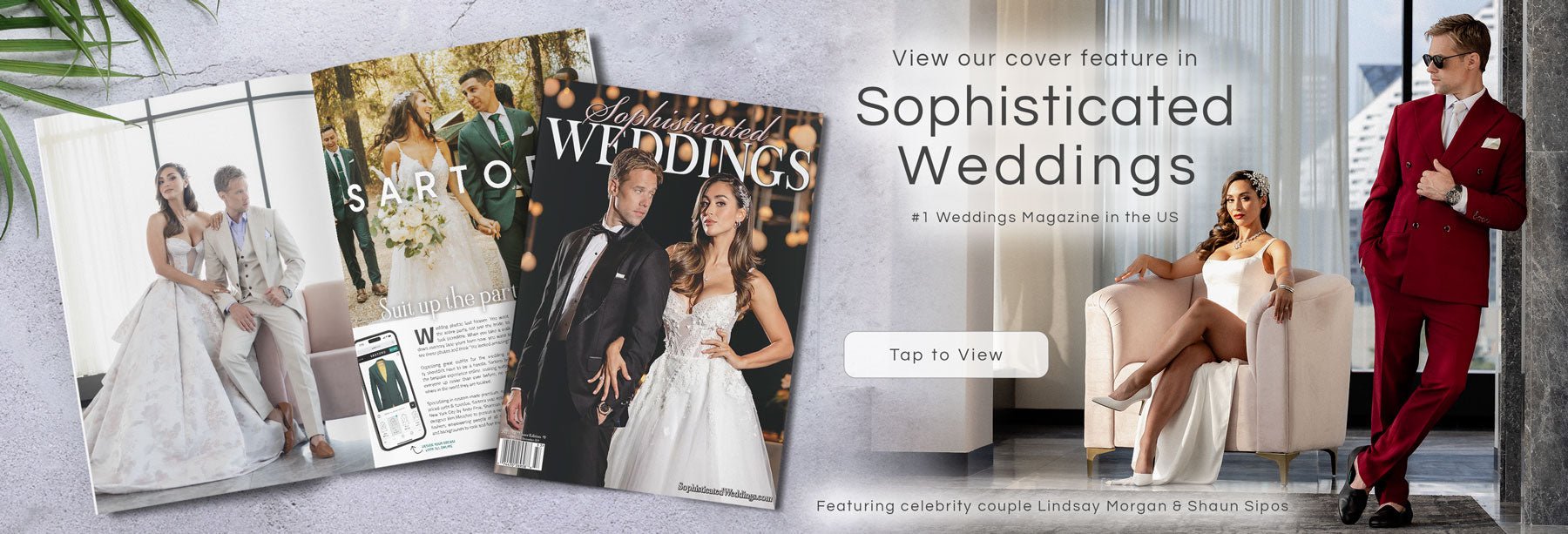 Sartoro feature on the cover of Sophisticated Weddings magazine